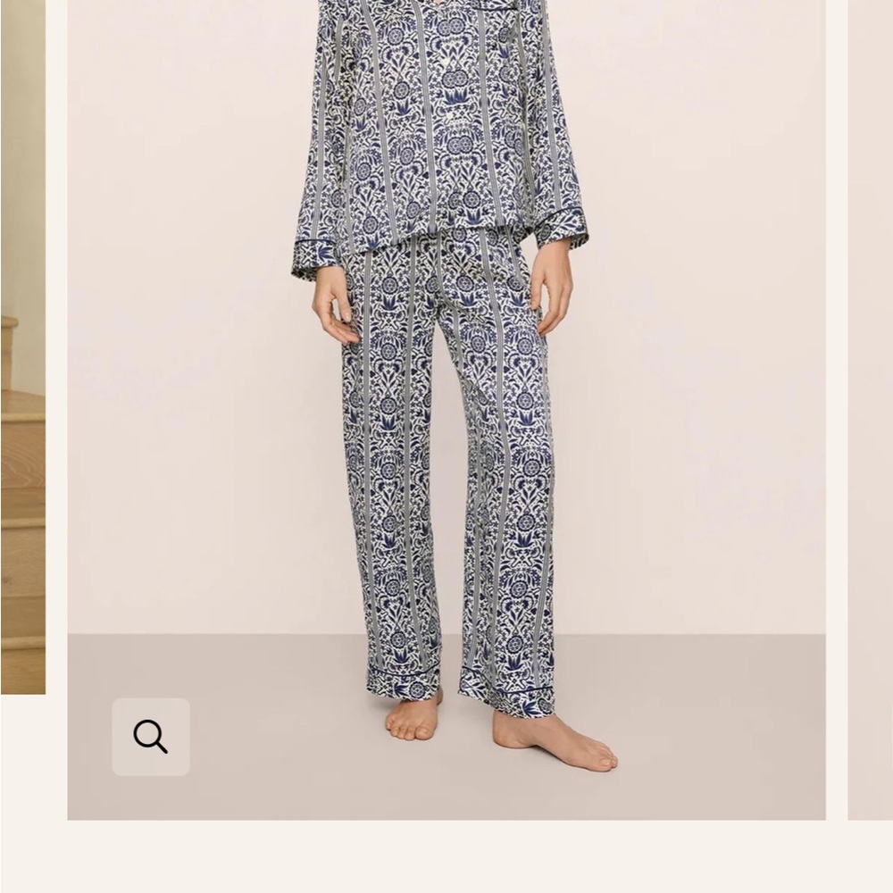 Eberjey x Casa Del Sol - Inez Washable Silk Printed Long PJ Set - Size S - NEW - Picture 3 of 7